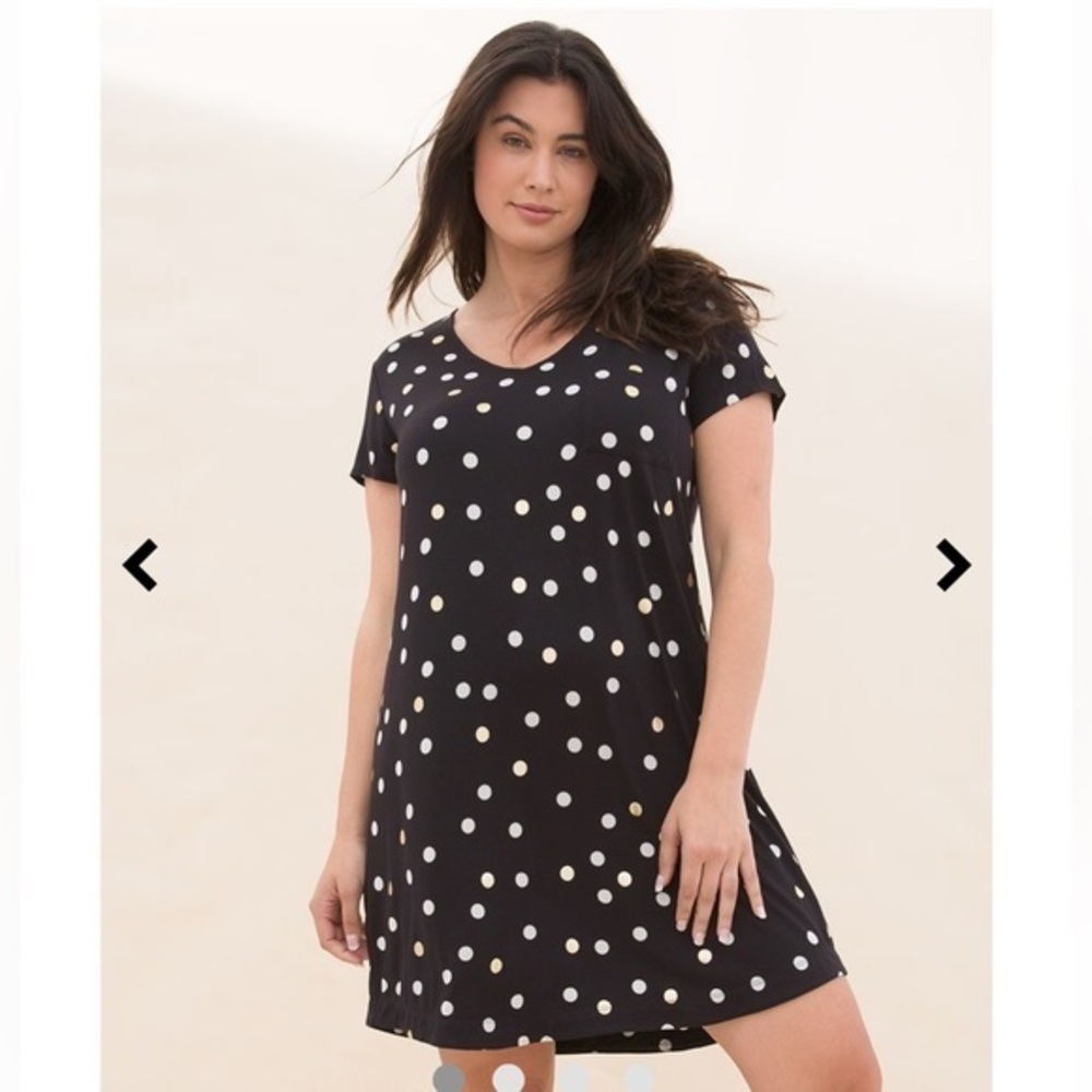 Soma Black Polka Dot Pajama Dress